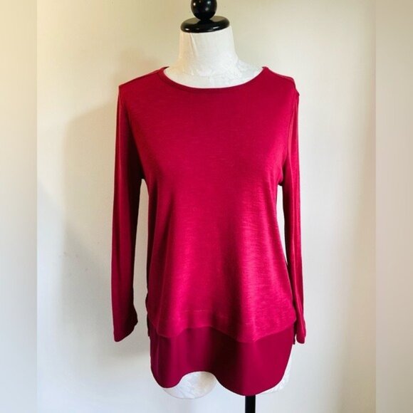 J.Crew Mercantile Cranberry Long Sleeve Knit Lightweight Blouse Size M - Picture 1 of 9